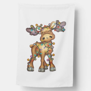 Moose Christmas House Flag