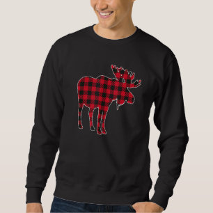 Moose Christmas Matching Red Buffalo Plaid Family Sweatshirt