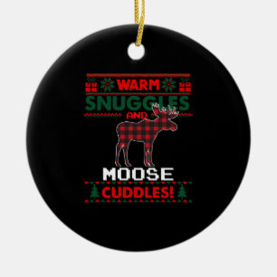 Moose Christmas Pajama Shirt Moose Ugly Christmas Ceramic Ornament
