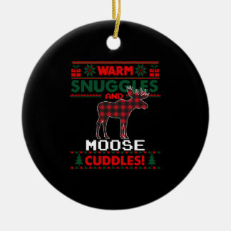 Moose Christmas Pajama Shirt Moose Ugly Christmas Ceramic Ornament