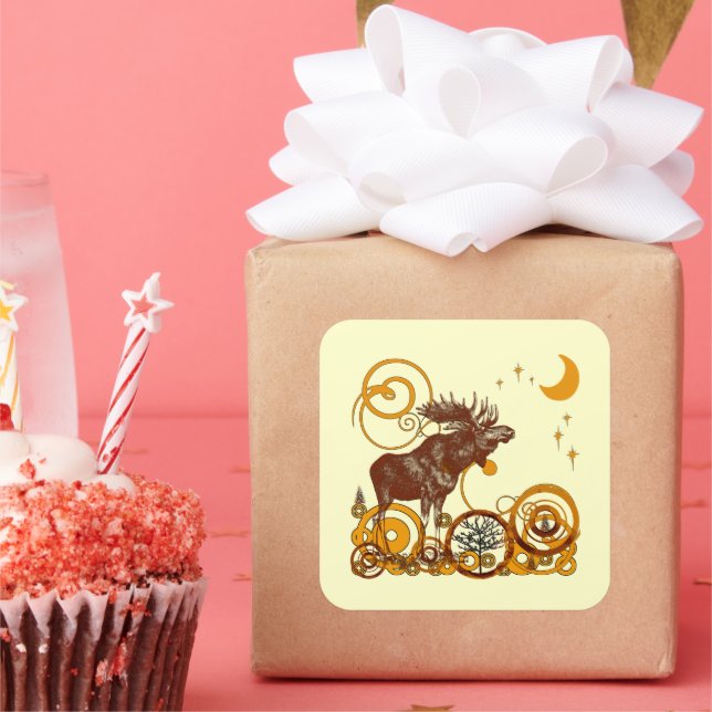 Moose Christmas Square Sticker (Party)