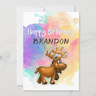 Moose Colorful Birthday Card