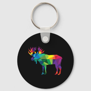 Moose colorful low poly art HUNTING theme hunters  Keychain