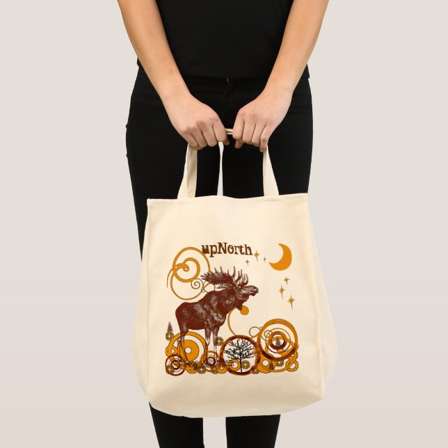 Moose Country Rustic Wildlife Reusable Tote Bag (Front (Product))