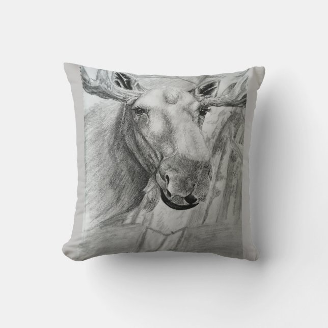 Moose cousin throw pillow (Front)