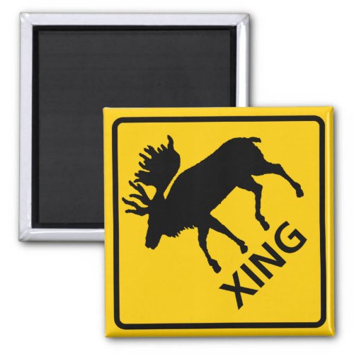 Moose Crossing Highway Sign Magnet