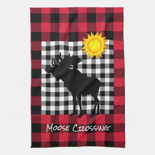 Moose Crossing Red Buffalo Plaid Kitchen Towel