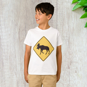 Moose Crossing Road Sign Wildlife Safety T-Shirt