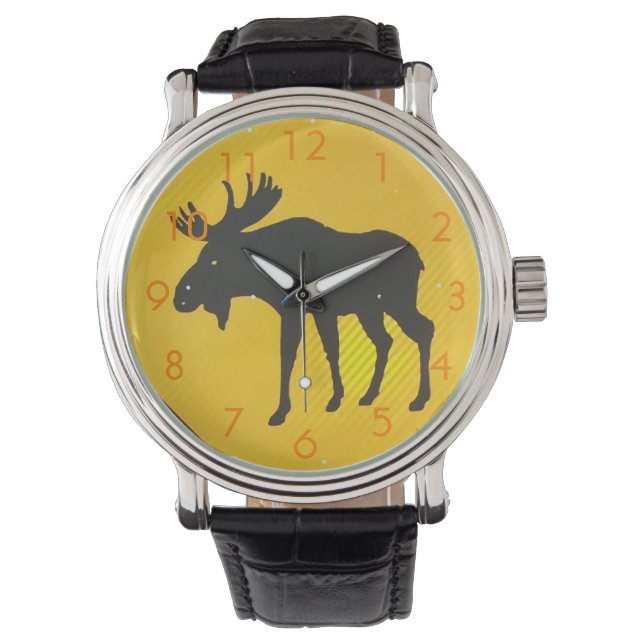 Moose Crossing Sign Watch by Leslie Harlow (Front)