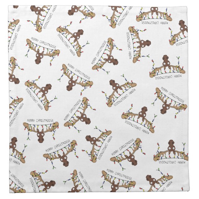 Moose Cute Funny Christmas Cloth Napkin (Front)