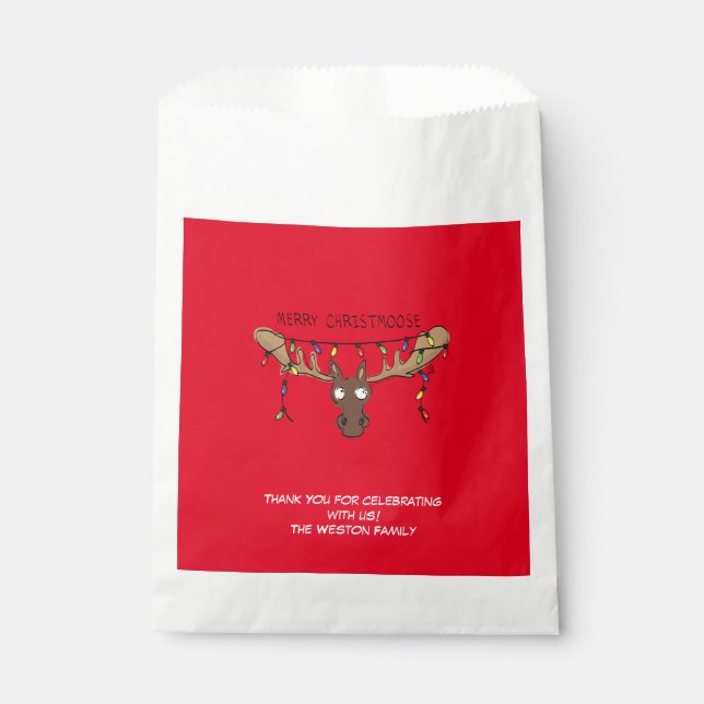 Moose Cute Funny Christmas Favor Bag (Front)