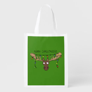 Moose Cute Funny Christmas Grocery Bag