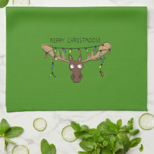 Moose Cute Funny Christmas Kitchen Towel