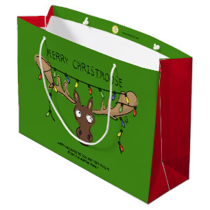 Moose Cute Funny Christmas Large Gift Bag