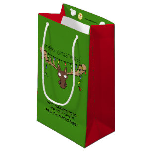 Moose Cute Funny Christmas Small Gift Bag