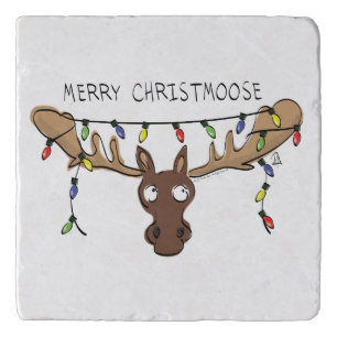 Moose Cute Funny Christmas Trivet