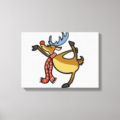 Moose dancing cartoon  choose background color canvas print