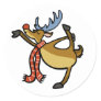 Moose dancing cartoon | choose background color classic round sticker