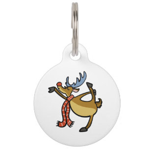 Moose dancing cartoon   choose background color pet ID tag