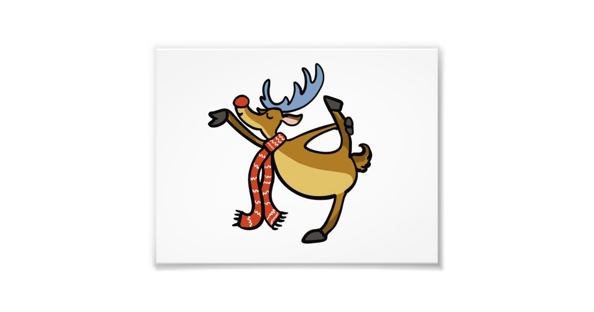 Moose dancing cartoon | choose background color photo print | Zazzle.com