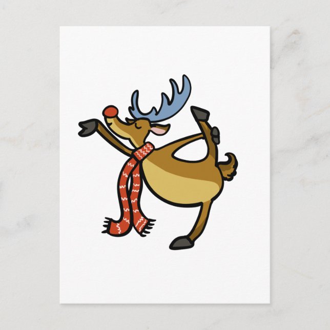 Moose dancing cartoon | choose background color postcard (Front)