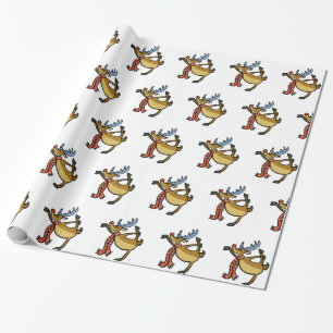 Moose dancing cartoon choose background color wrapping paper