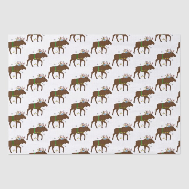 Moose Decorated for the Holidays Tissue Paper (Front)