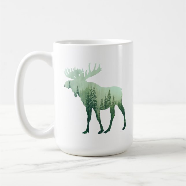 Moose Deer And Forest Nature Coffee Mug (Left)