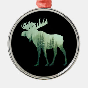Moose Deer And Forest Nature Metal Ornament