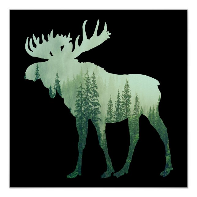 Moose Deer And Forest Nature Poster (Front)