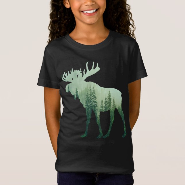 Moose Deer And Forest Nature T-Shirt (Front)