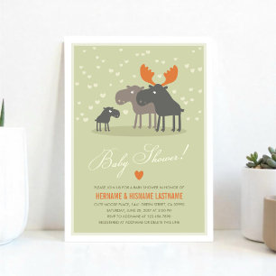 Moose Deer Family Couples Baby Shower Invitation