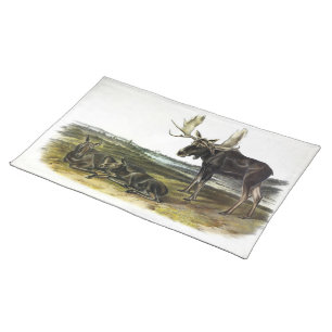 Moose Deer (Moose - Alces alces) by Audubon Cloth Placemat