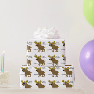 Moose Design Birthday Wrapping Paper