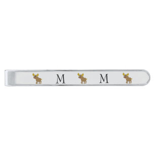 Moose Design Monogrammed Silver Finish Tie Bar