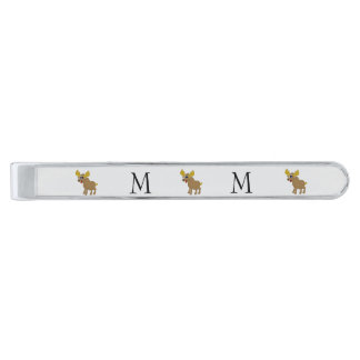 Moose Design Monogrammed Silver Finish Tie Bar