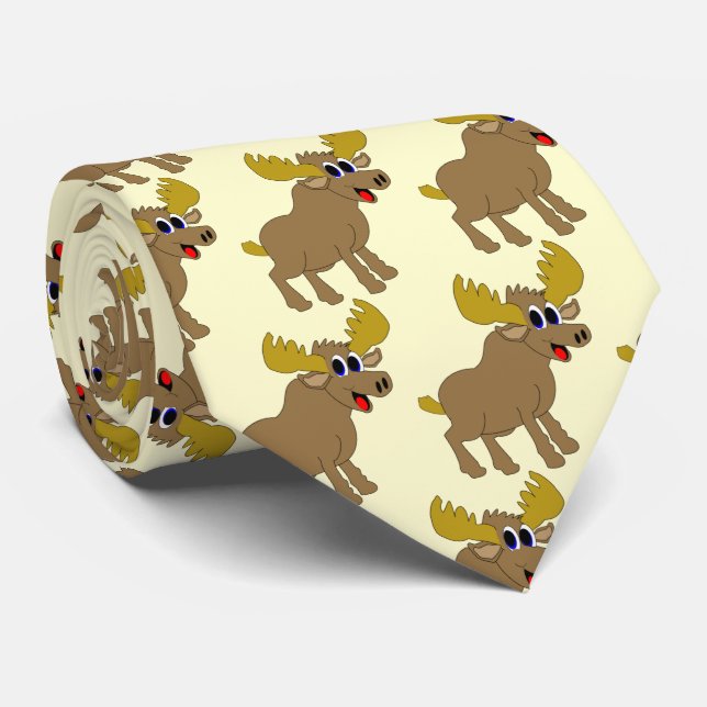 Moose Design Neck Tie (Rolled)