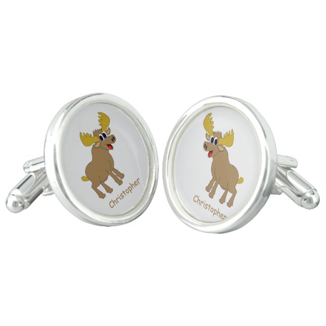 Moose Design Personalised Cufflinks (Angled)