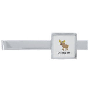 Moose Design Personalised Silver Finish Tie Bar