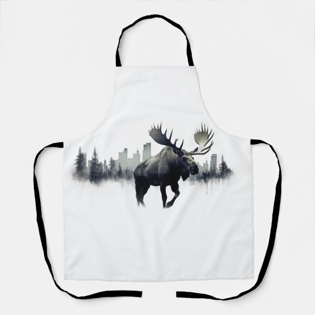 Moose double exposure in front of a forest apron (Front)