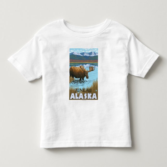 Moose Drinking at Lake - Juneau, Alaska Toddler T-shirt (Front)