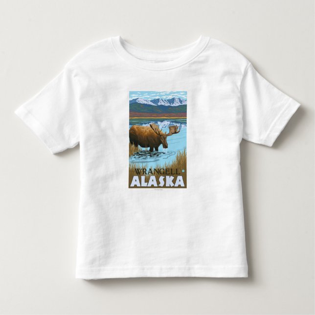 Moose Drinking at Lake - Wrangell, Alaska Toddler T-shirt (Front)
