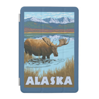 Moose Drinking Water Vintage Travel Poster iPad Mini Cover