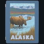 Moose Drinking Water Vintage Travel Poster iPad Smart Cover<br><div class="desc">Alaska - Moose Drinking Water Vintage Travel Poster was created in 2007. This image depicts scenes from Alaska.</div>