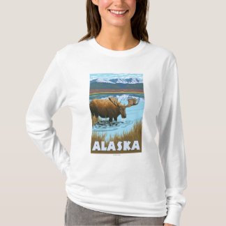 Moose Drinking Water Vintage Travel Poster T-Shirt