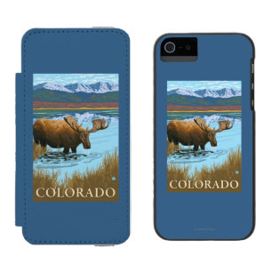 Moose DrinkingColorado Wallet Case For iPhone SE/5/5s