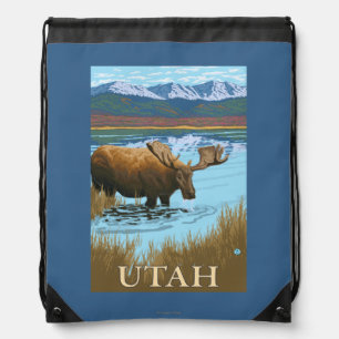 Moose DrinkingUtah Drawstring Bag