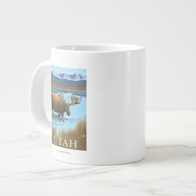 Moose DrinkingUtah Giant Coffee Mug (Front Left)