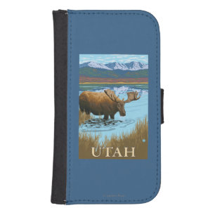Moose DrinkingUtah Wallet Phone Case For Samsung Galaxy S4