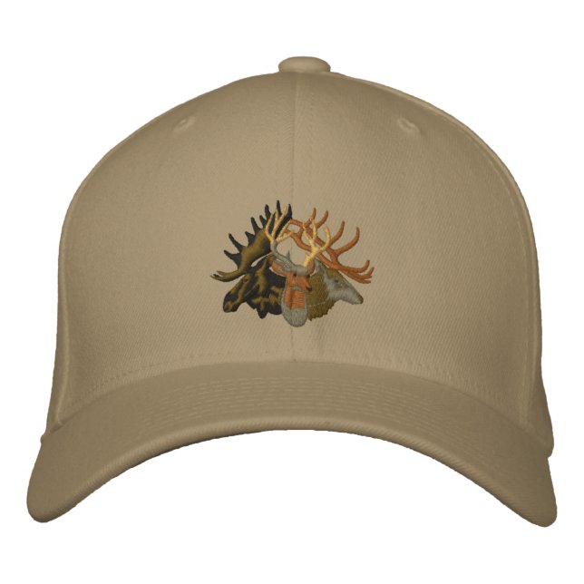Moose, Elk, Deer Embroidered Baseball Cap (Front)